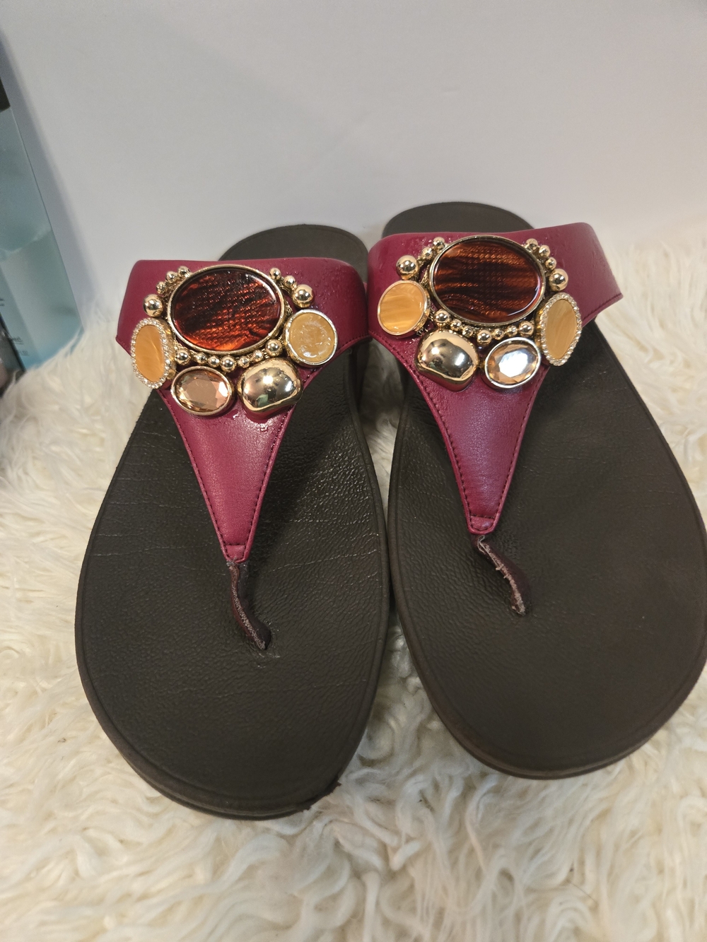 FitFlop Magenta Jeweled Thong Sandals